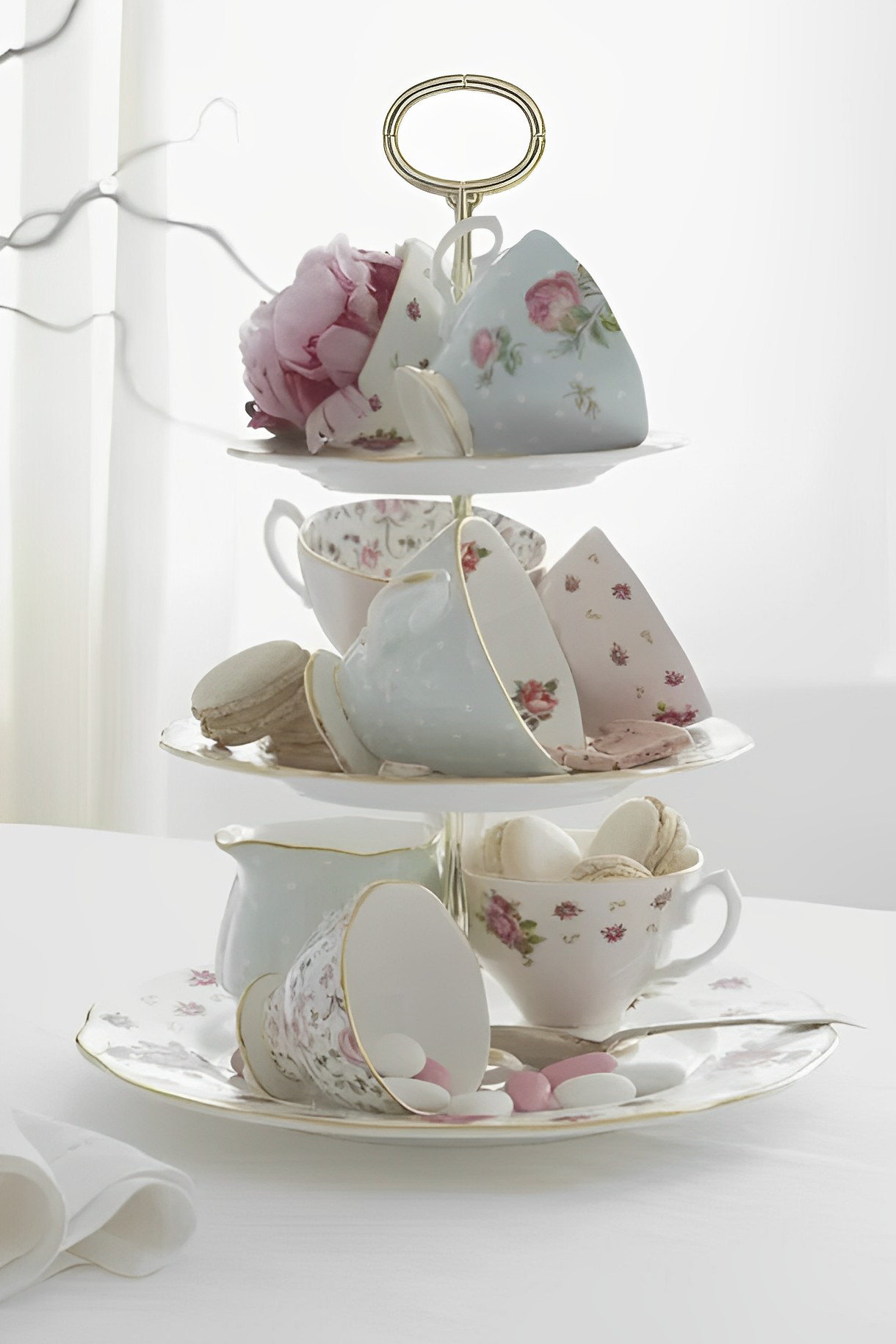 Simply Elegant White and Gold Fluted Teacups - set of four