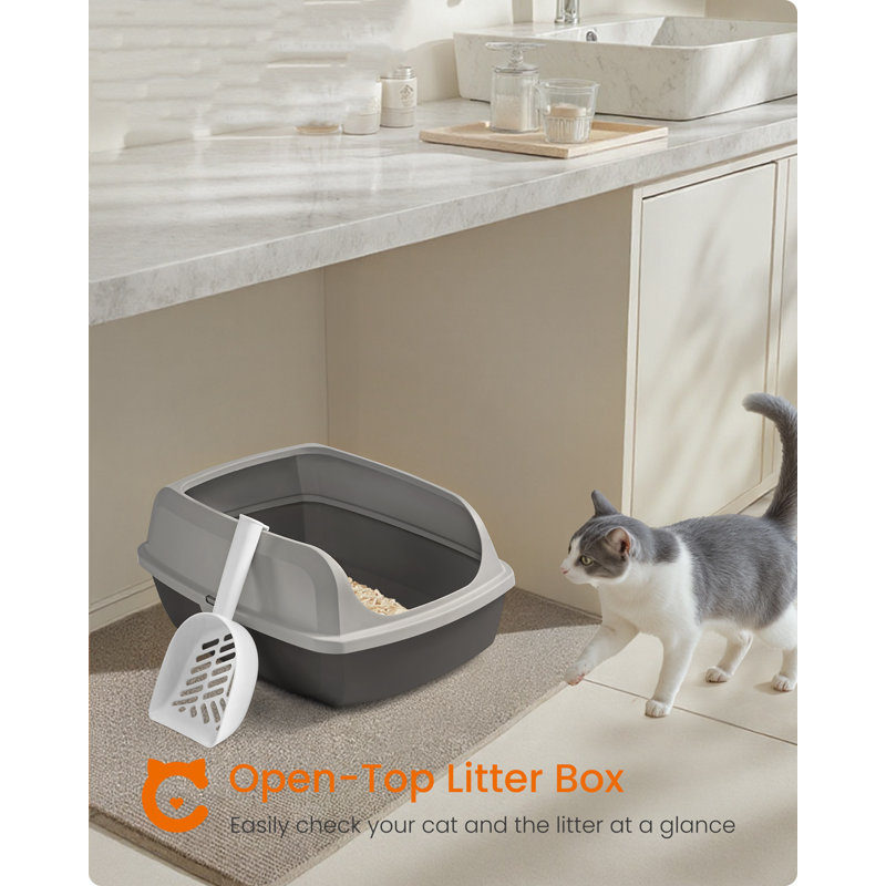 Polypropylene Litter Box, 19.5cm H x 37.5cm W x 50.5cm D, Grey