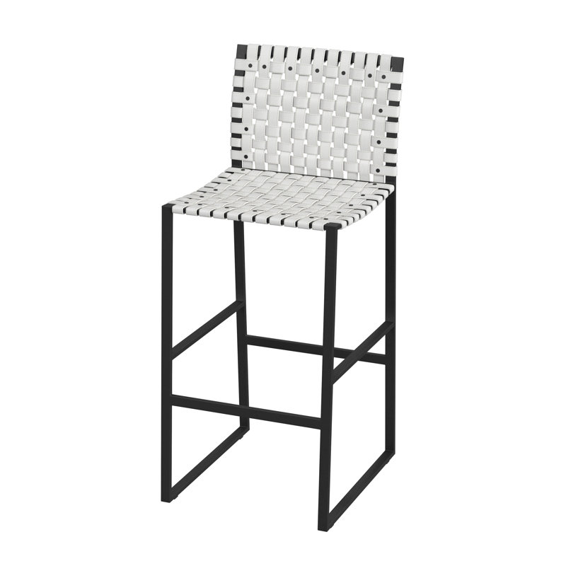 Butler Urban Brown Woven Leather Bar Stool, Bar Stool (30" Seat Height), White/Black