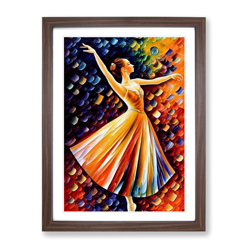 Ballerina Dancer No.3 1 Piece Single Picture Frame Painting, 64cm H x 46cm W x 2cm D, Walnut Framed