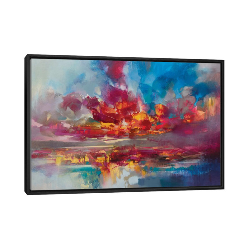 «Red Energy» par Scott Naismith - reproduction d'art, H 40 po x l 60 po x 1,5 po, Toile avec cadre noir, Aucun mat