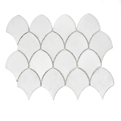 Seashell 14.63'' x 12.13'' Glass Fish Scale Mosaic Wall Tile