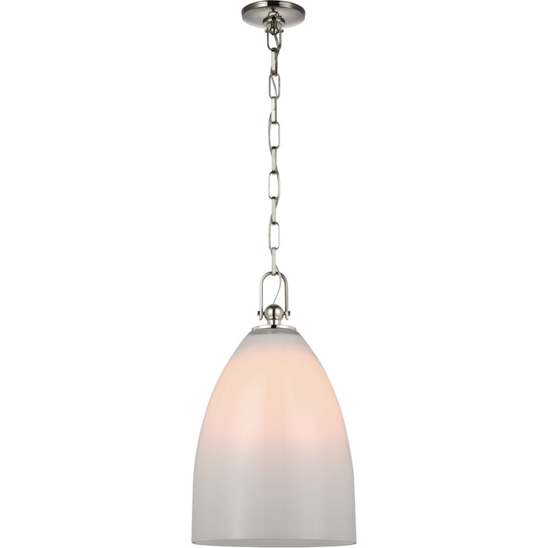 Chapman and Myers Andros Large Pendant, White, Polished Nickel, 93" H x 12" W x 12" D