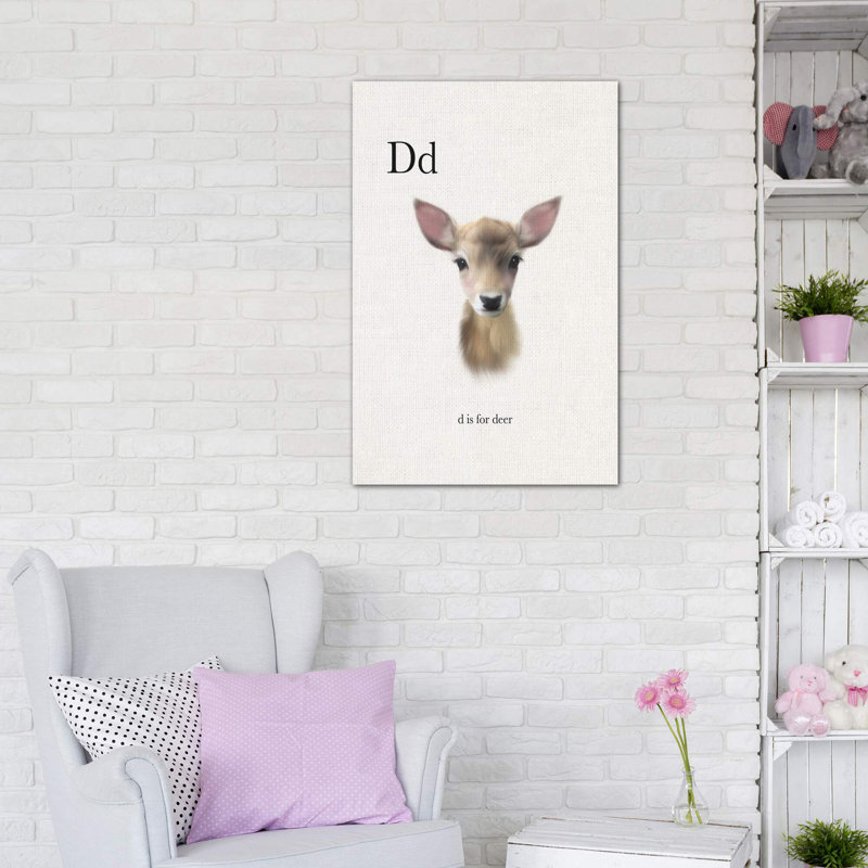 Décoration murale pour enfants «D Is For Deer», H 48 po x l 32 po x P 1,5 po, Toile tendue