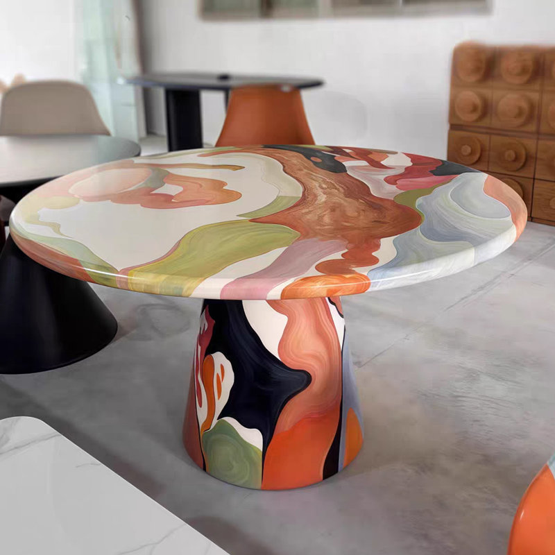 Table basse en bois de frêne massif avec un design coloré, H 29,52 po x L 43,3 po x l 43,3 po