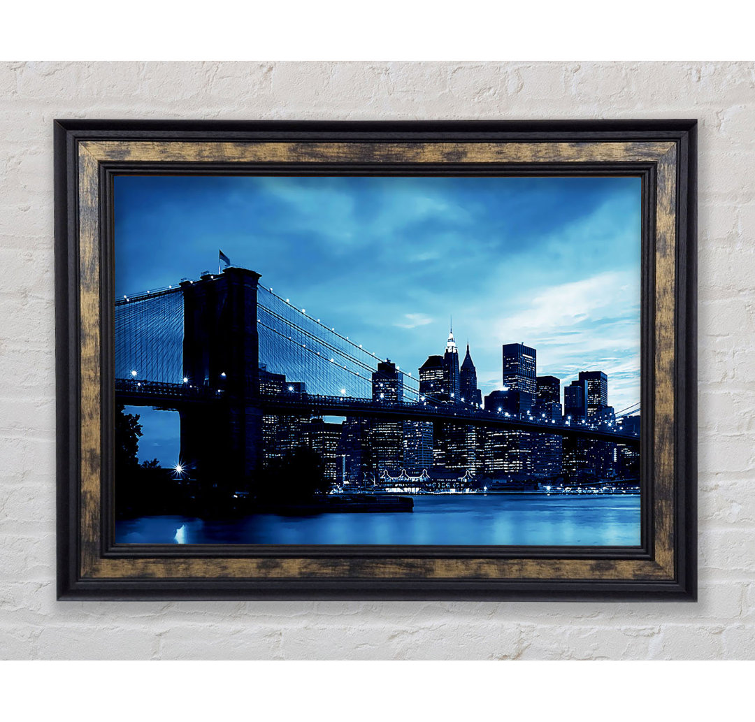 New York City Brooklyn Bridge Blau - Druck