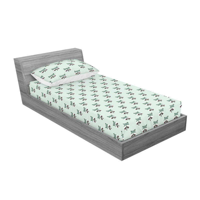 Drap-housse et taie décorative Ambesonne, Ensemble de draps pour lit simple avec 1 taie d'or