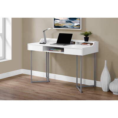 Bureau d'ordinateur, bureau personnel, ordinateur portable, tiroirs de rangement, L 48 po, travail, stratifié, métal, contemporain, moderne