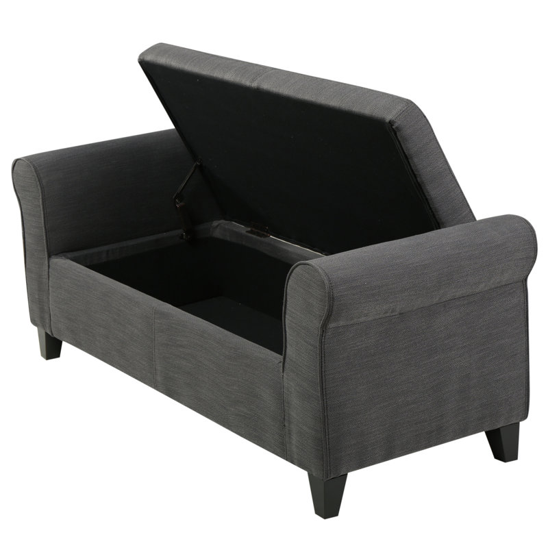 Hayes Armed Storage Bench, Gray