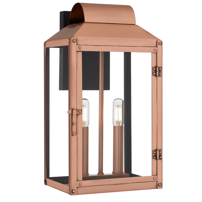 Lanterne murale d'extérieur en cuivre vieilli 2 lumières Beryn, H 15,5 po x l 8 po x P 7 po, Deux lumières