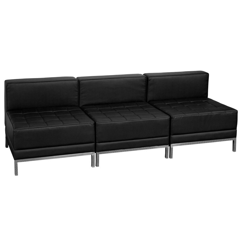Hercules Imagination Series 3 Piece LeatherSoft Modular Lounge Set with Taut Back and Seat, Black