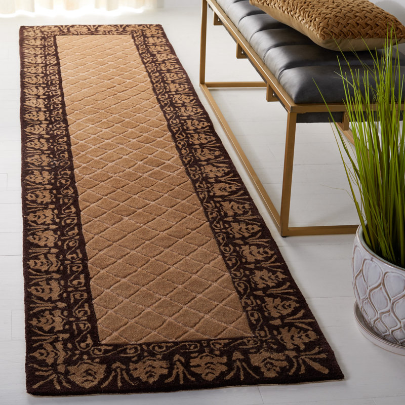 Tapis géométrique crocheté à la main Caine, Tapis de couloir 2 pi 3 po x 9 pi