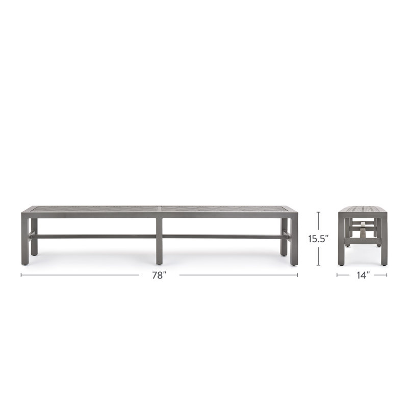 Outdoor Dining Bench, Weathered Teak