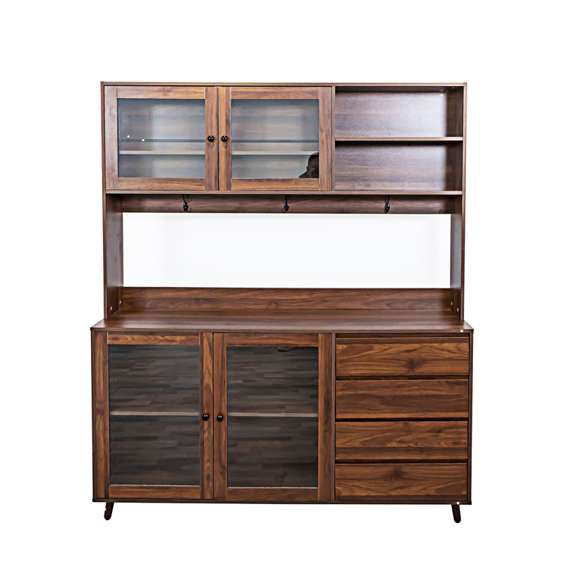 Armoire de cuisine autoportante avec plusieurs options de rangement, Noyer