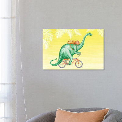 Brontosaurus On Bike by Amélie Legault - Wrapped Canvas Gallery-Wrapped Canvas Giclée