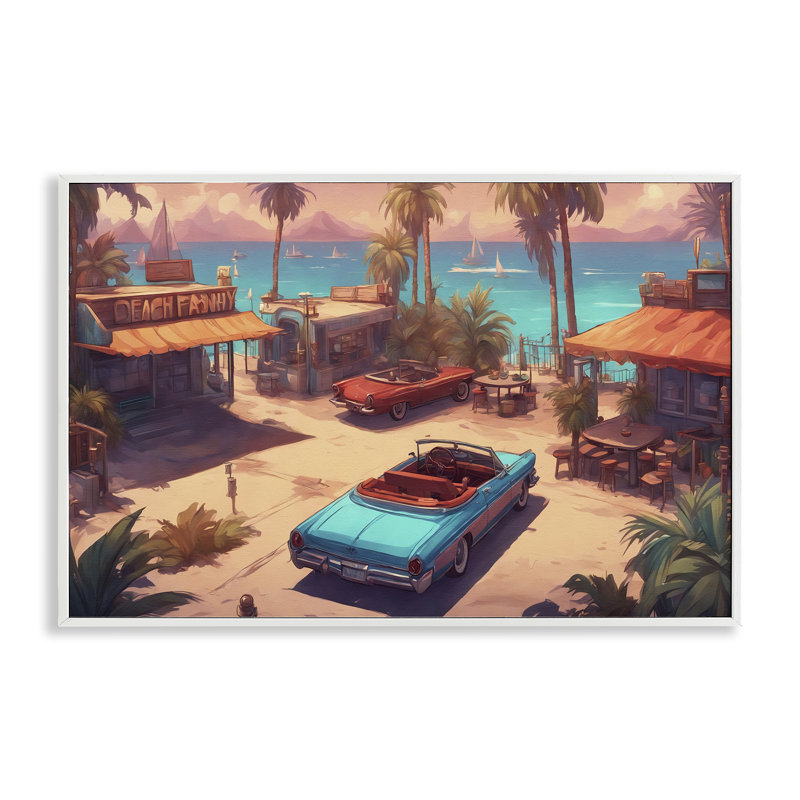  «Bright Beach Hues View», estampe numérique par Noah Bay, H 12 po x l 18 po, Blanc