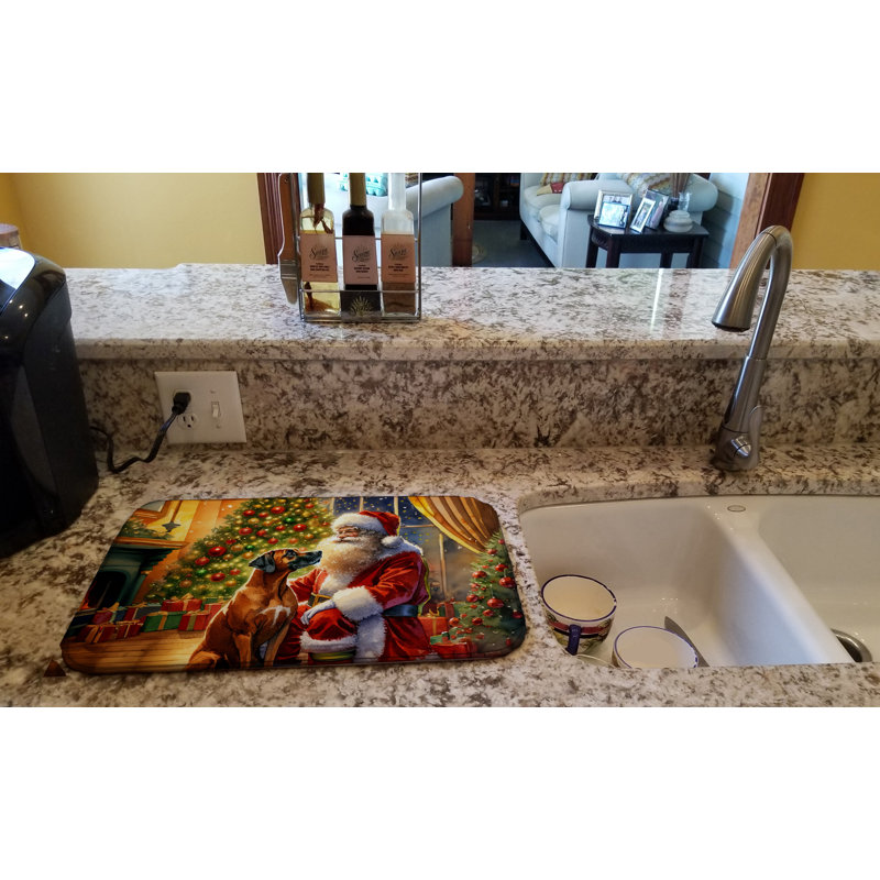 Tapis de vaisselle Rhodesian Ridgeback and Santa Claus