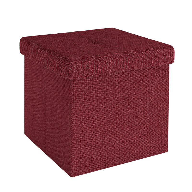 Chakera 30cm Wide Square Solid Colour Ottoman with Storage, Dark red