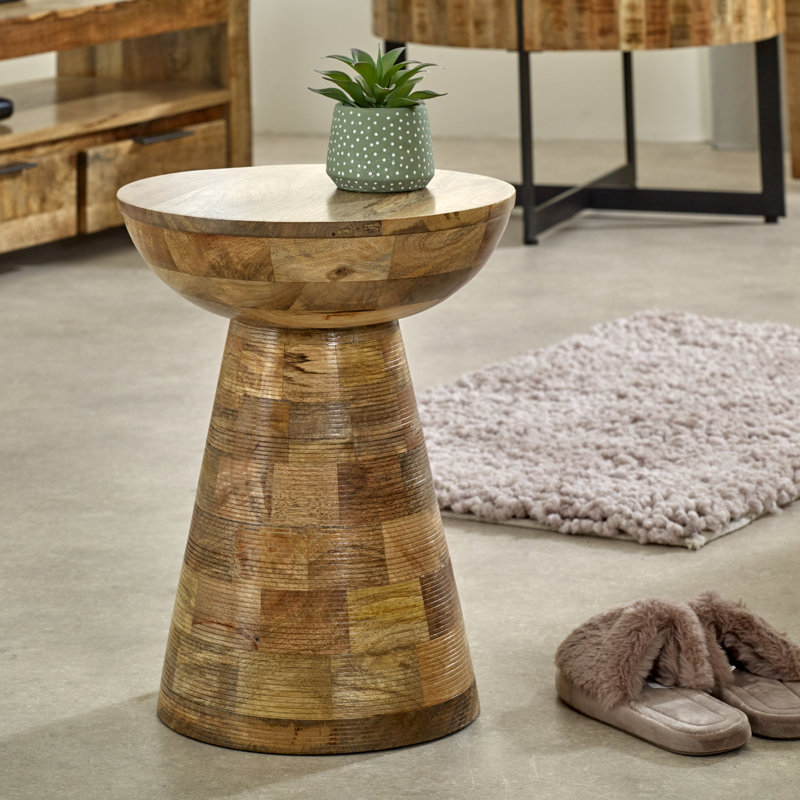 Fairlight Solid Wood Pedestal End Table