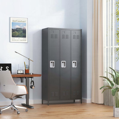 3-Door 72H Metal Locker Cabinet for Employees or Home Storage