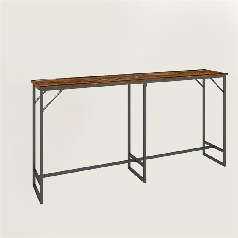 Table industrielle à hauteur rectangulaire, Rustic Brown