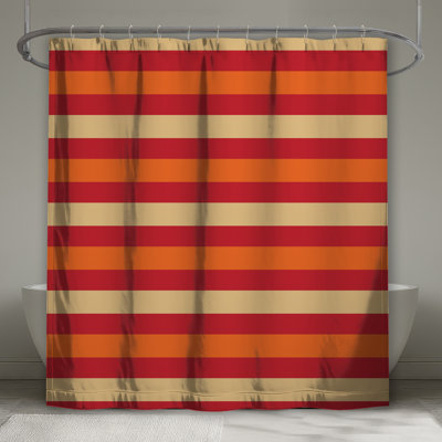 Red Orange Beige Stripes Shower Curtains Extra Long
