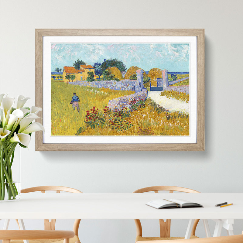 Farmhouse in Provence by Vincent Van Gogh - Framed Print, 27cm H x 36cm W x 2cm D, Oak Framed