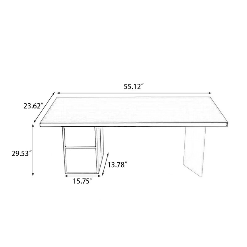 Bureaux rectangulaires noirs en bois massif, H 29,53 po x l 55,12 po x P 23,62 po, Retour à droite 
