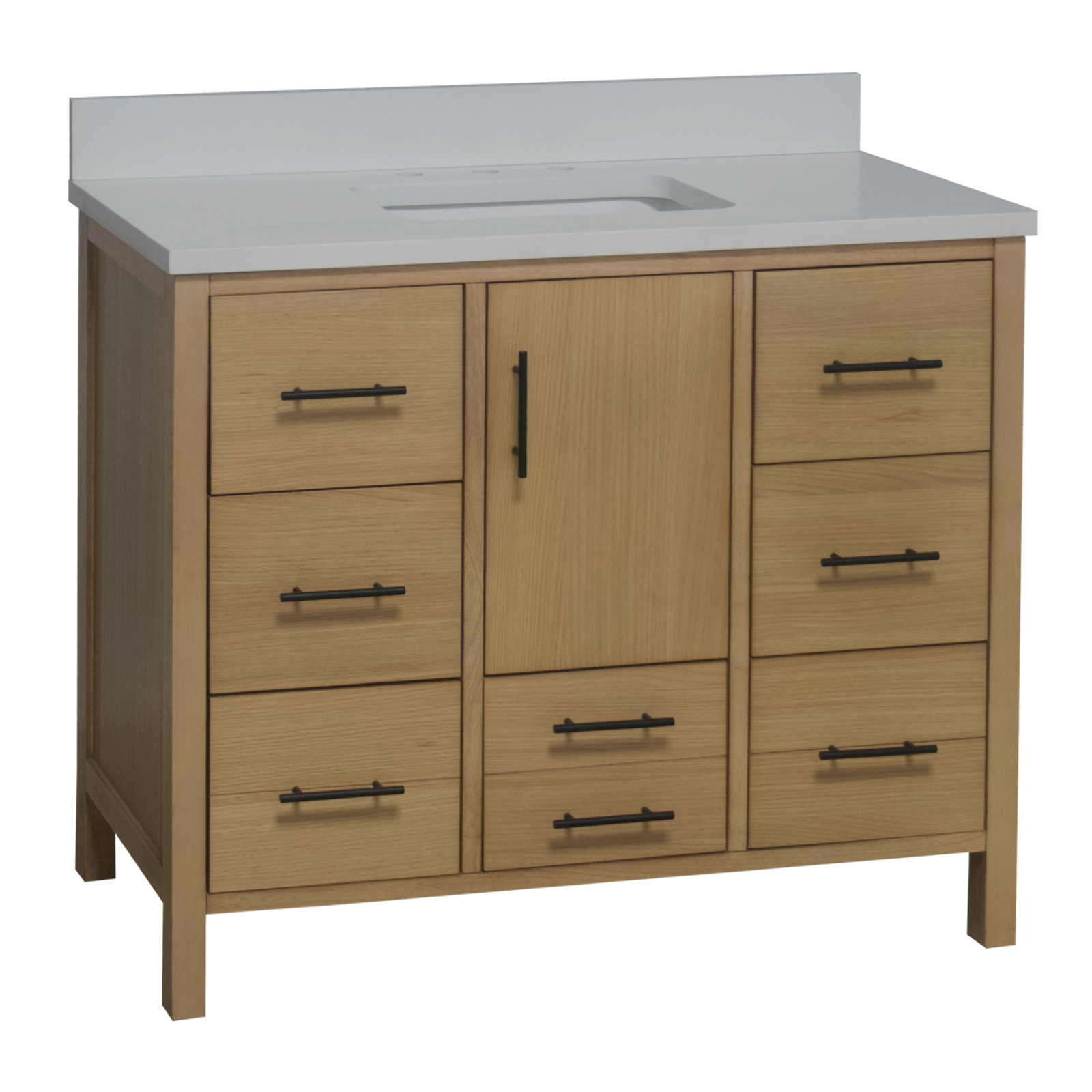 Kiara 42" Carrara Marble Single Bathroom Vanity, Matte White, Blonde