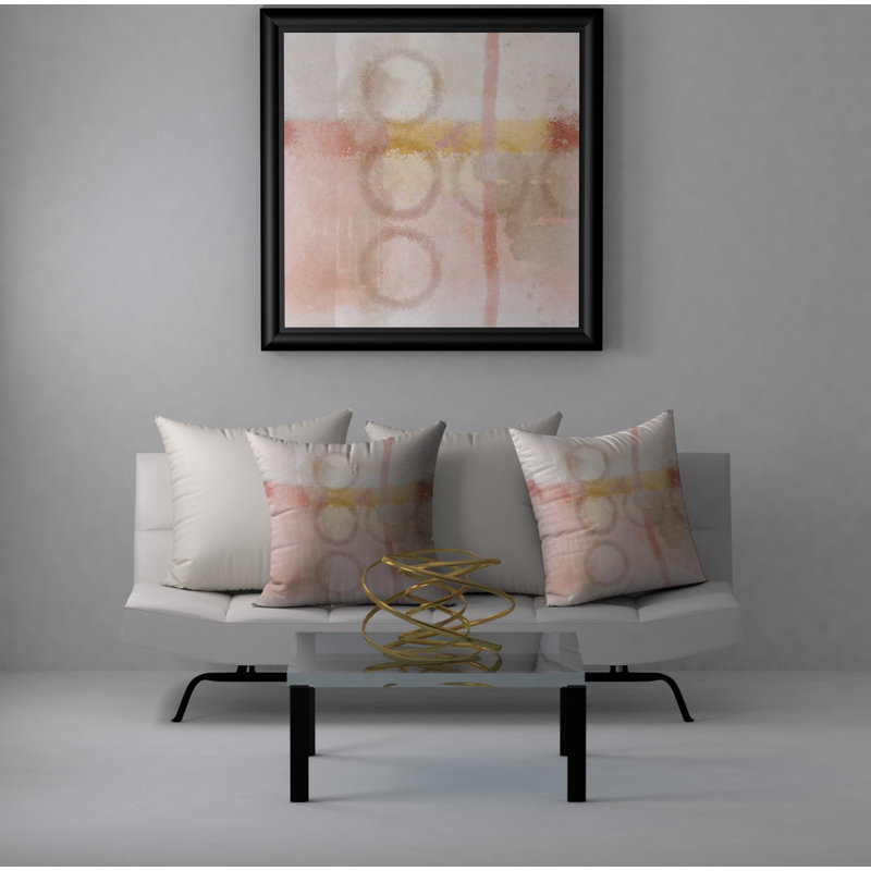Housse de coussin carré et insert, 20 po x 20 po, Abstrait blanc / rose