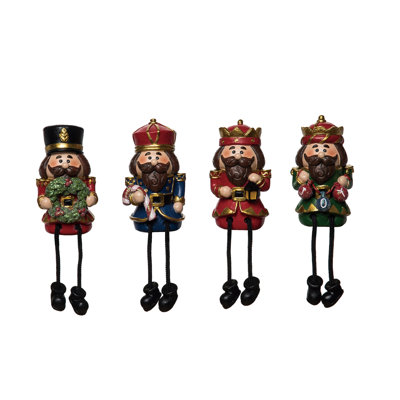 Set of 4 Multicolored Resin Nutcracker Shelf Sitter Figurines - Decorative Christmas Tabletop Mantel Decor, Perfect for Indoor Use, Gift Giving, and Hostess Gifts - Festive Holiday Cheer!