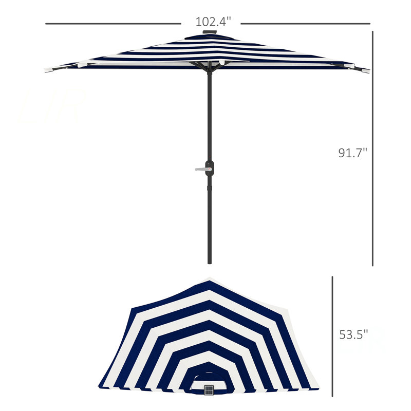 Petit parasol de balcon UPF 30+, demi-parasol de patio extérieur, demi-parasol ventilé avec manivelle, parasol de porche