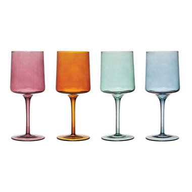 Wine Glasses Set of 4 – 16.5Oz Long Stem Wine Glasses - Rainbow Colored