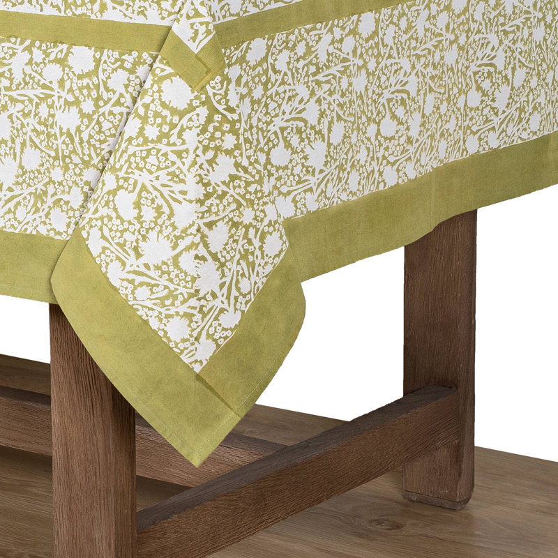 Meadows Handmade Floral Tablecloth, 59" Square, Vert