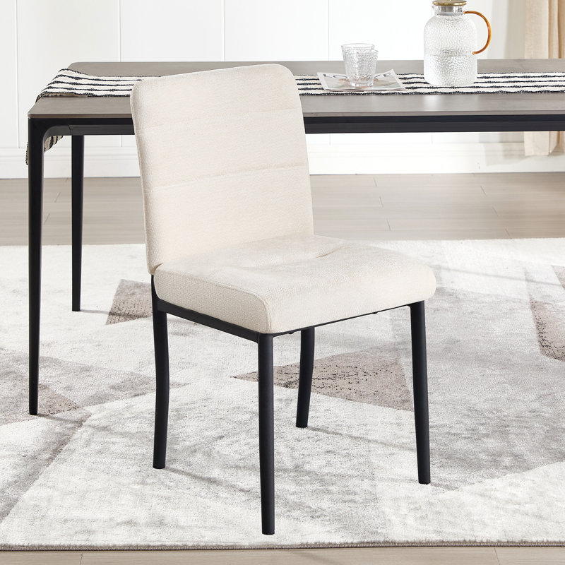 Modern Dining Chair with Metal Legs, Beige