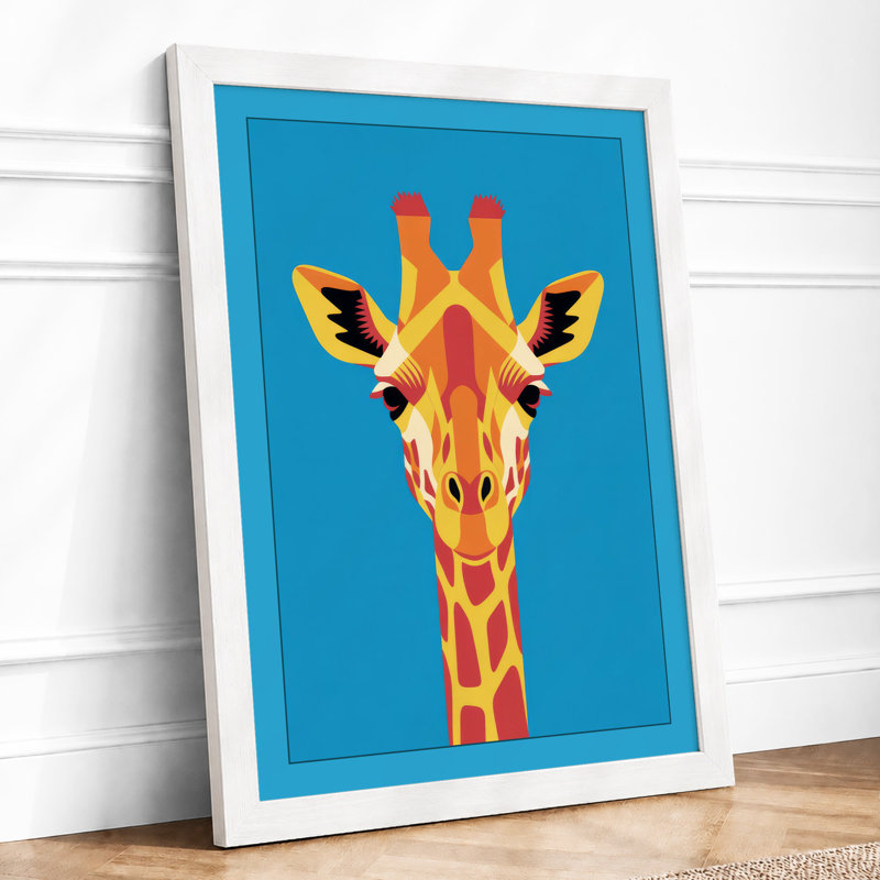 Giraffe Head Bold Modern - Framed Print, A4 - 29.7 x 21.0 cm, White