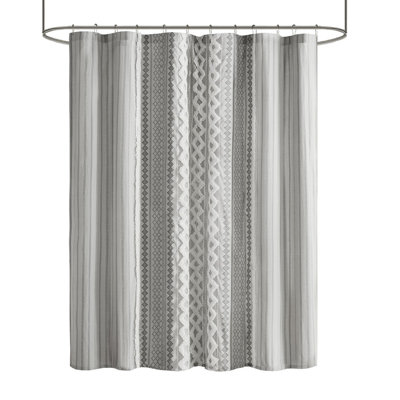 Cotton Printed Shower Curtain With Chenille