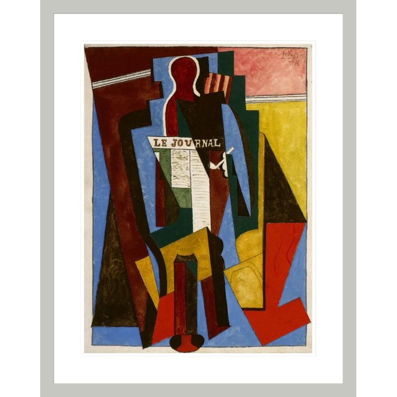 «Sived Man with Pipe» par Pablo Picasso, impression giclée sur cadre, H 29,5 po x l 23,48 po