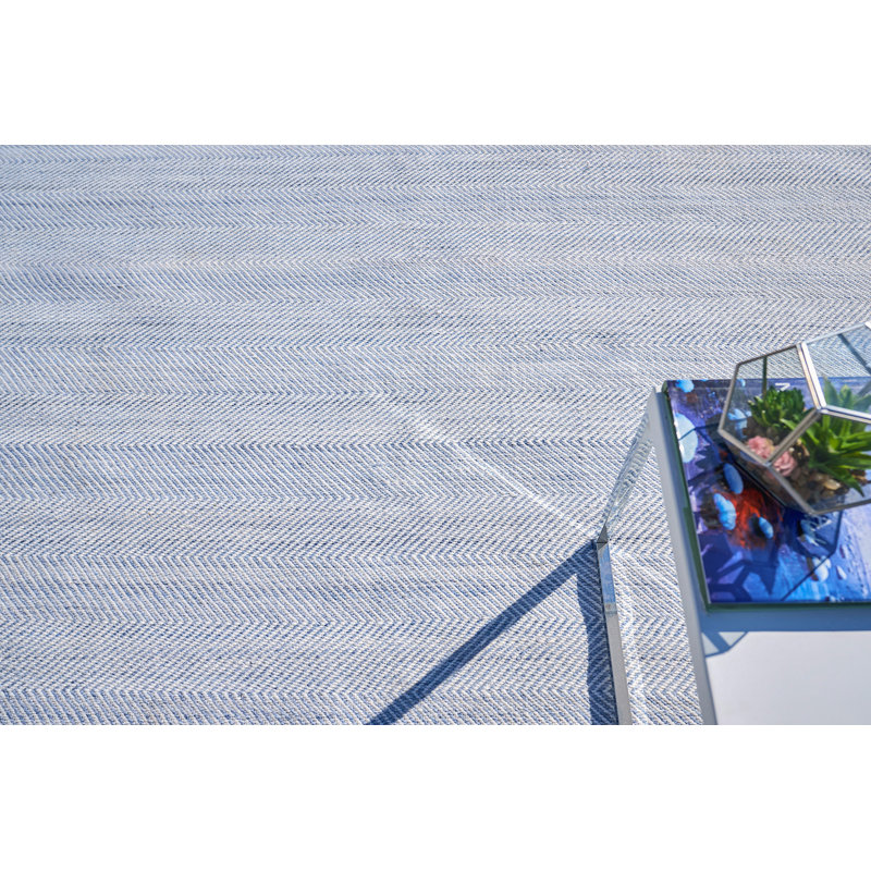 Bintan Chevron Area Rug in Light Blue, Rectangle 9' x 12'
