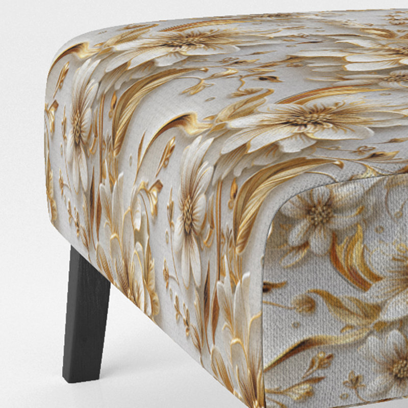 Fauteuil de chambre C, Glam, Or blanc et fleurs bleues élégance III