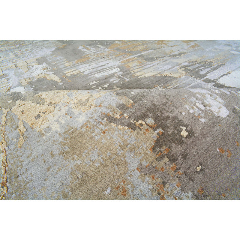 Abstract Area Rug in Gray/Brown/Ivory, null, Rectangle 5' x 8'