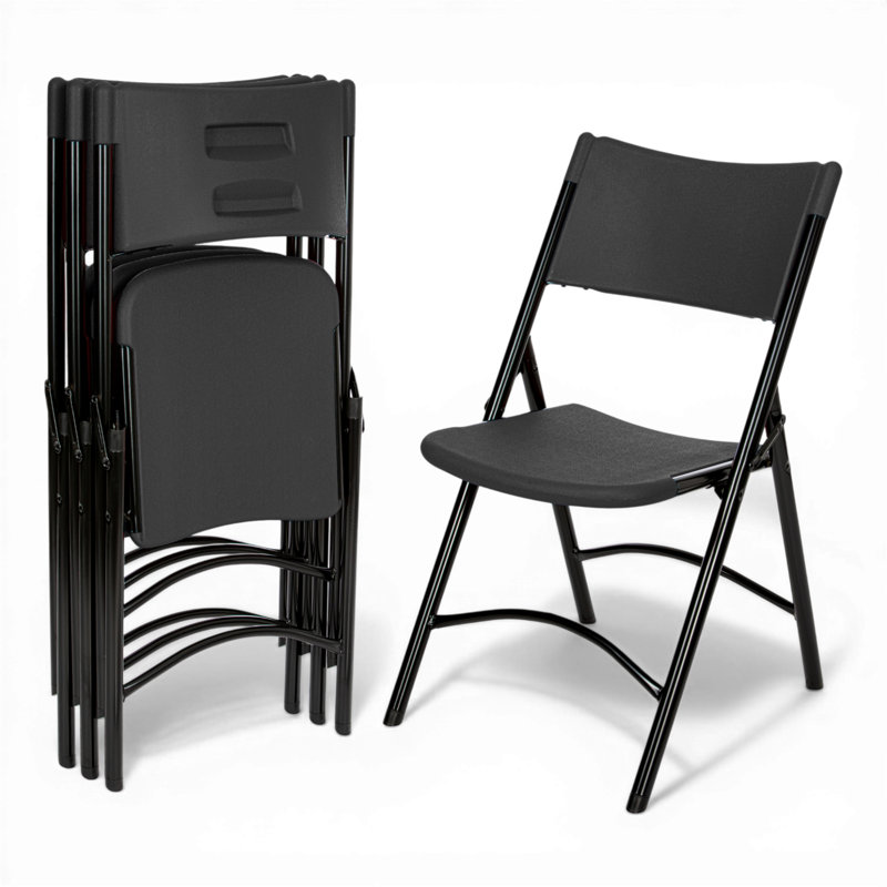 Hampden Furnishings Gwyneth Plastic Stackable Folding Chair , Noir