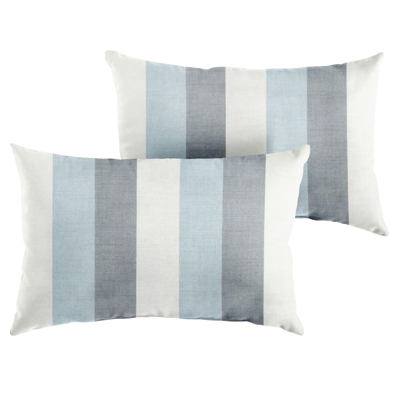 New Sunbrella 2023 Striped Sunbrella® Indoor/Outdoor Lumbar Throw Pillow, 16'' x 26'', Blue/Gray