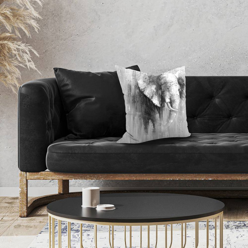 Abstract grayscale elephant - 18"x18" Throw pillow cover - Poly twill - Print on demand