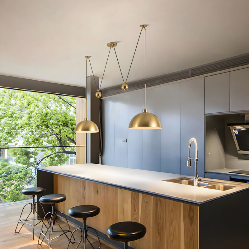 Worthing 2-Light Adjustable Kitchen Island Pendant, Gold