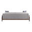 Canapé Pelton en tissu et finition noyer avec 2 coussins décoratifs