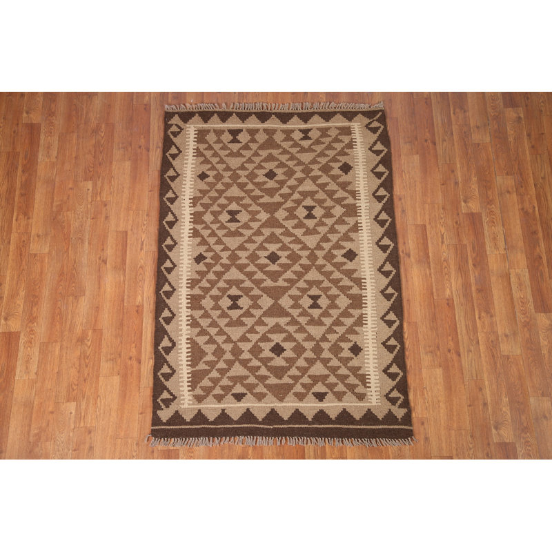 Brown Wool Kilim Oriental Area Rug 3x5