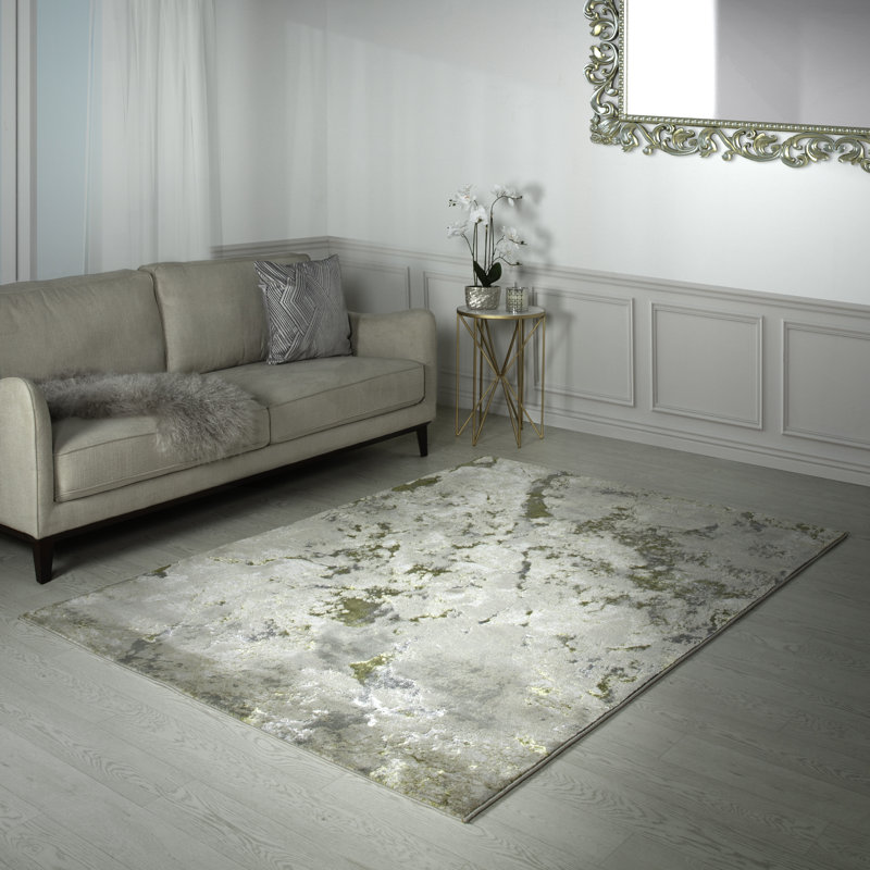 Aurora AU04 Galaxy Metallic Gold Area Rug, Rectangle 80 x 150cm