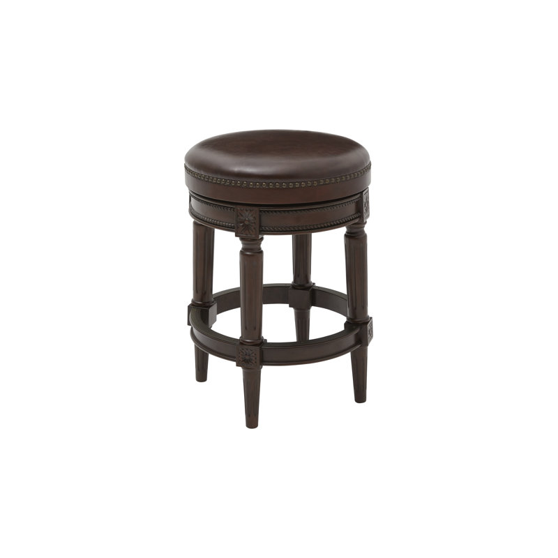 Mehar Swivel Backless Bar & Counter Stool, Counter Stool (26'' Seat Height), Distressed Walnut, 1