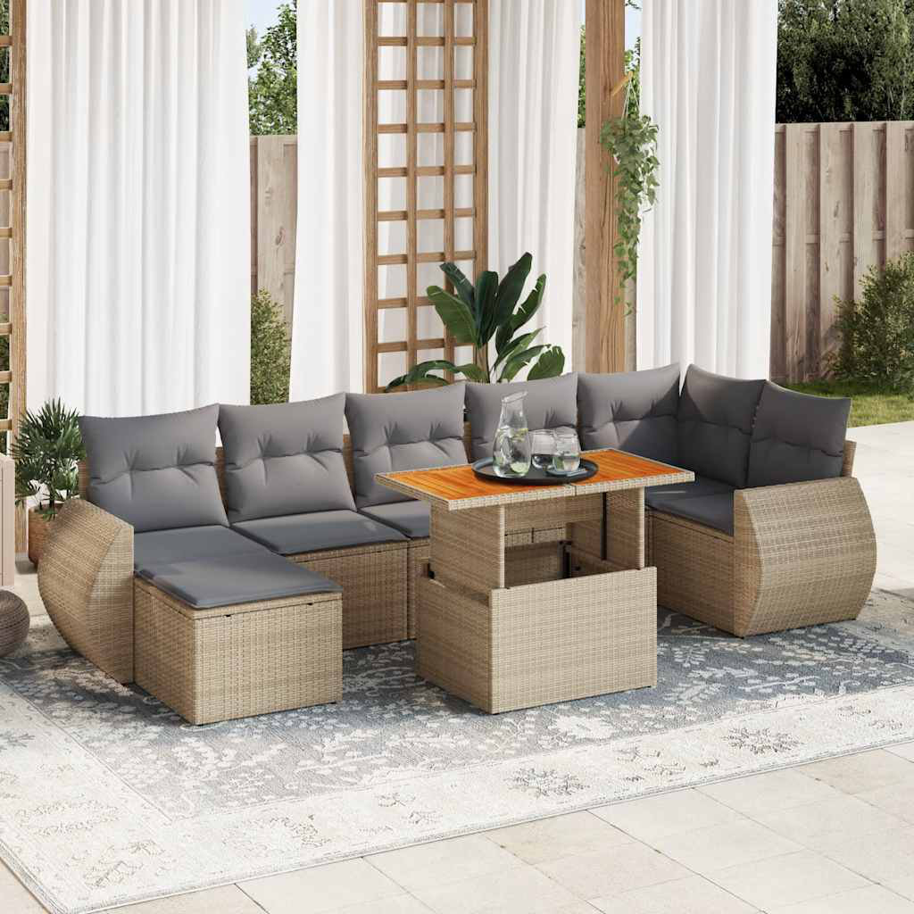 Vidaxl 8-Tlg. Garten-Sofagarnitur Mit Kissen Schwarz Poly Rattan